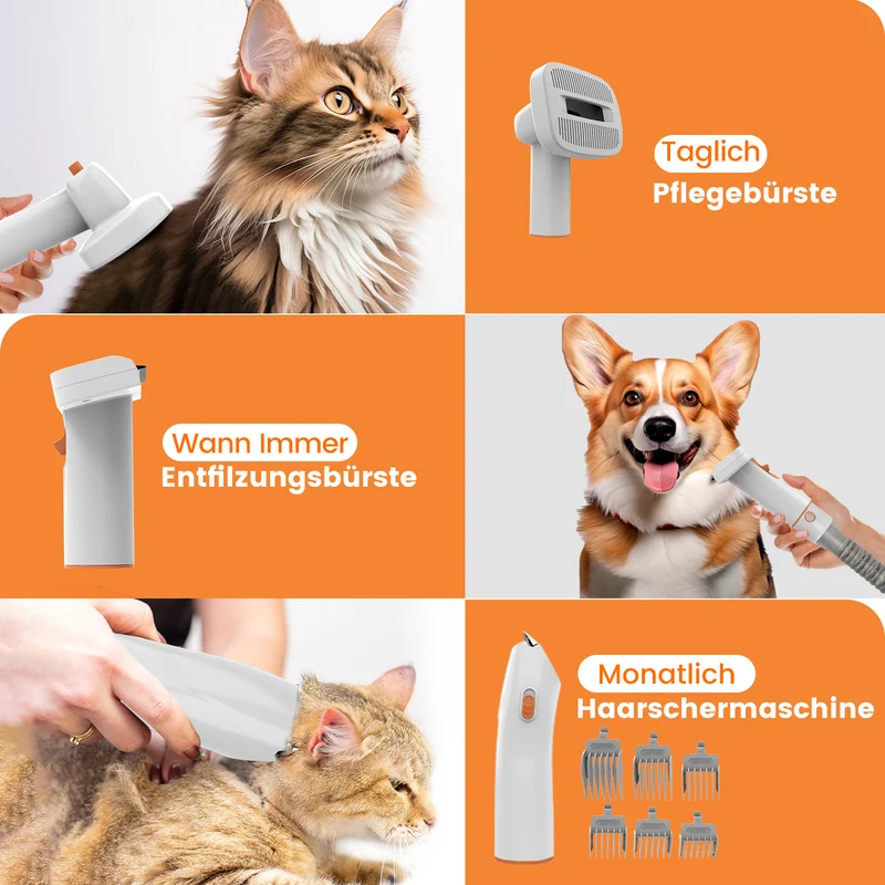 AIRROBO PG10 5-in-1 Tragbares Tierpflege-Set mit Staubsauger