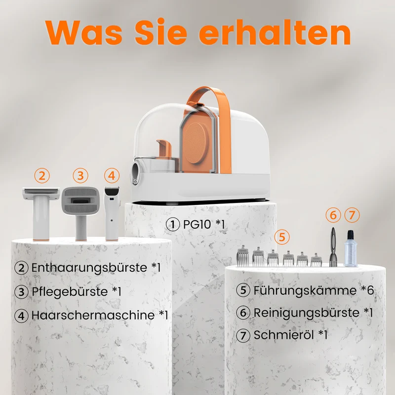 AIRROBO PG10 5-in-1 Tragbares Tierpflege-Set mit Staubsauger