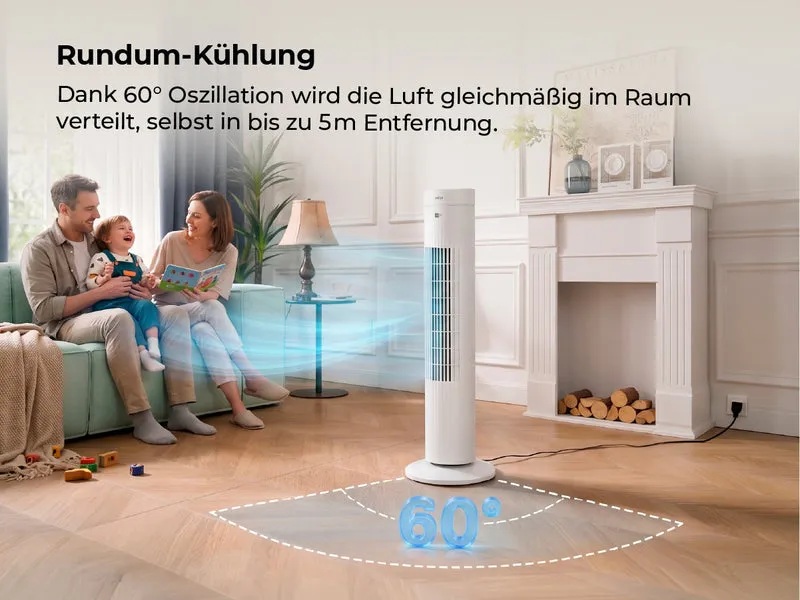 AirX SPIN Turmventilator - Mit Fernbedienung & Timer