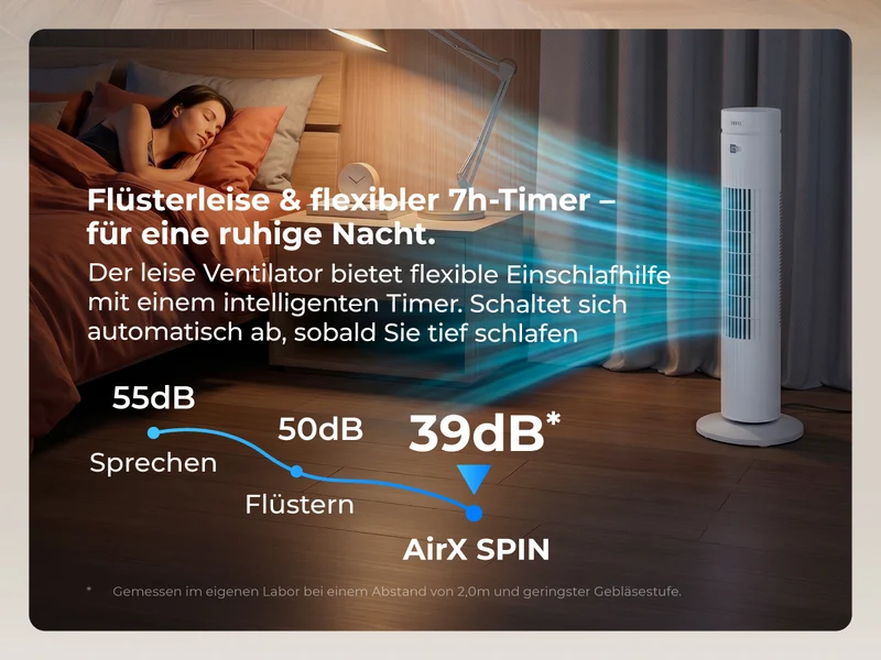 AirX SPIN Turmventilator - Mit Fernbedienung & Timer