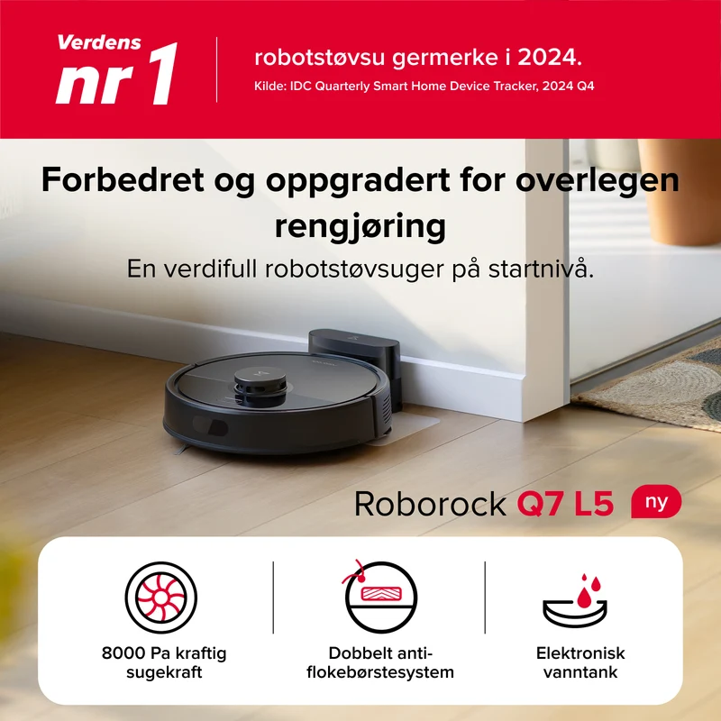 Robrock Q7L5 robotstøvsuger og -mopp