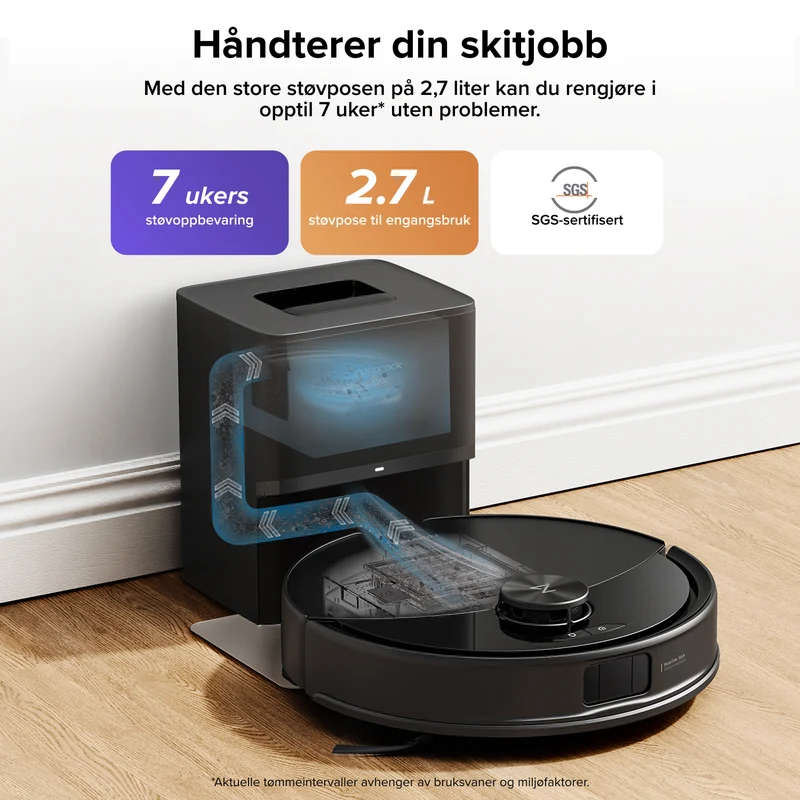 Roborock Q10 S5+ robotstøvsuger og mopp med automatisk ladestasjon