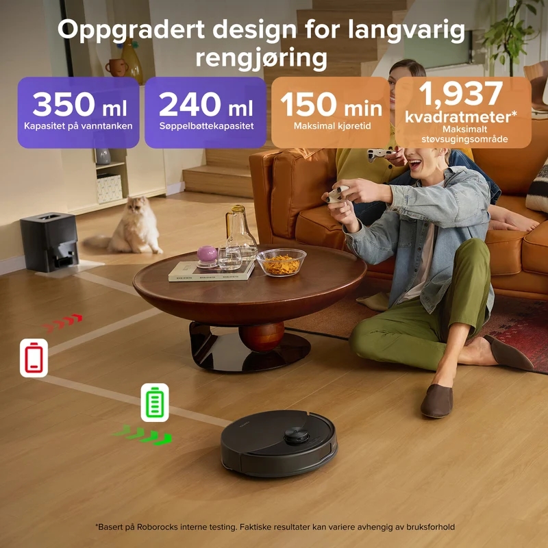Roborock Q10 S5+ robotstøvsuger og mopp med automatisk ladestasjon