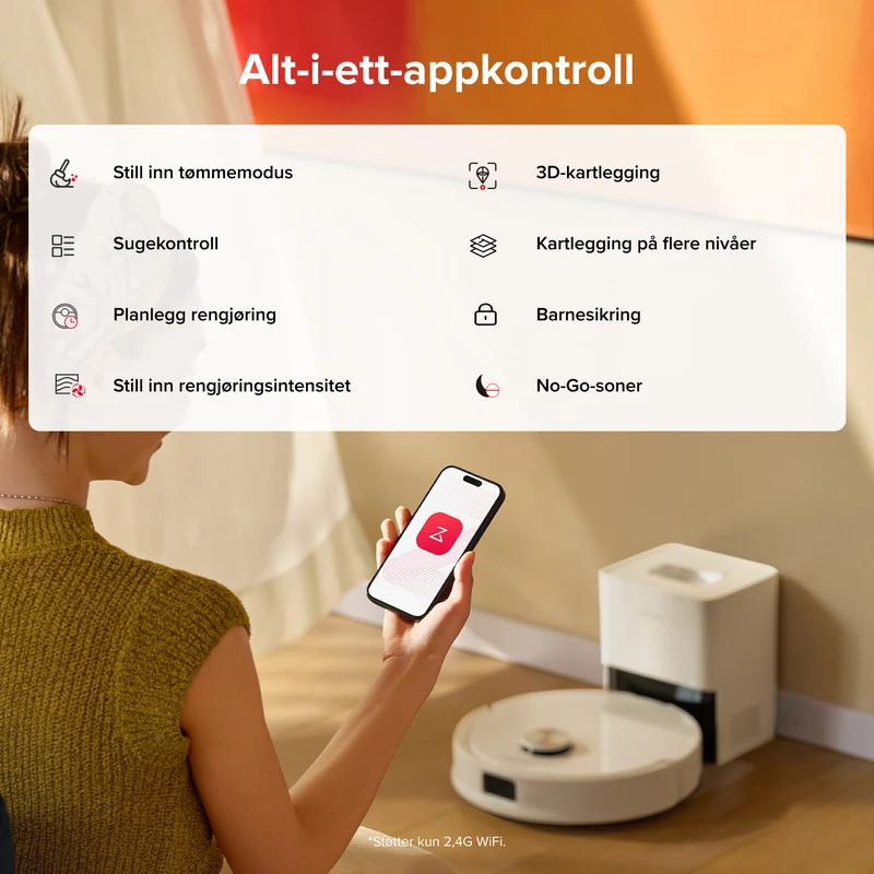 Roborock Q10 S5+ robotstøvsuger og mopp med automatisk ladestasjon
