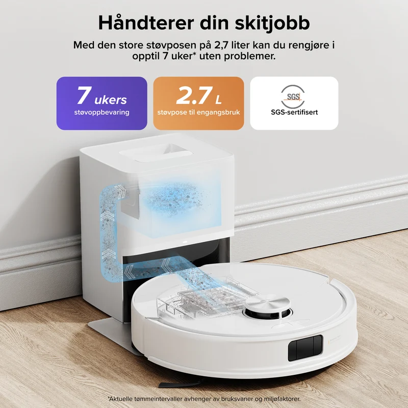 Roborock Q10 S5+ robotstøvsuger og mopp med automatisk ladestasjon