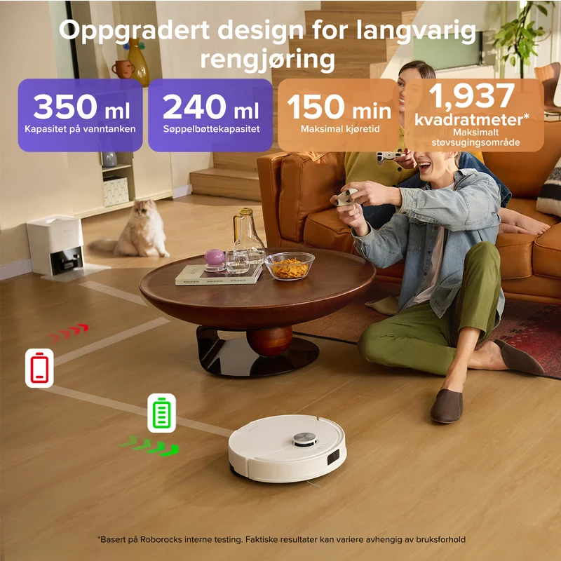 Roborock Q10 S5+ robotstøvsuger og mopp med automatisk ladestasjon