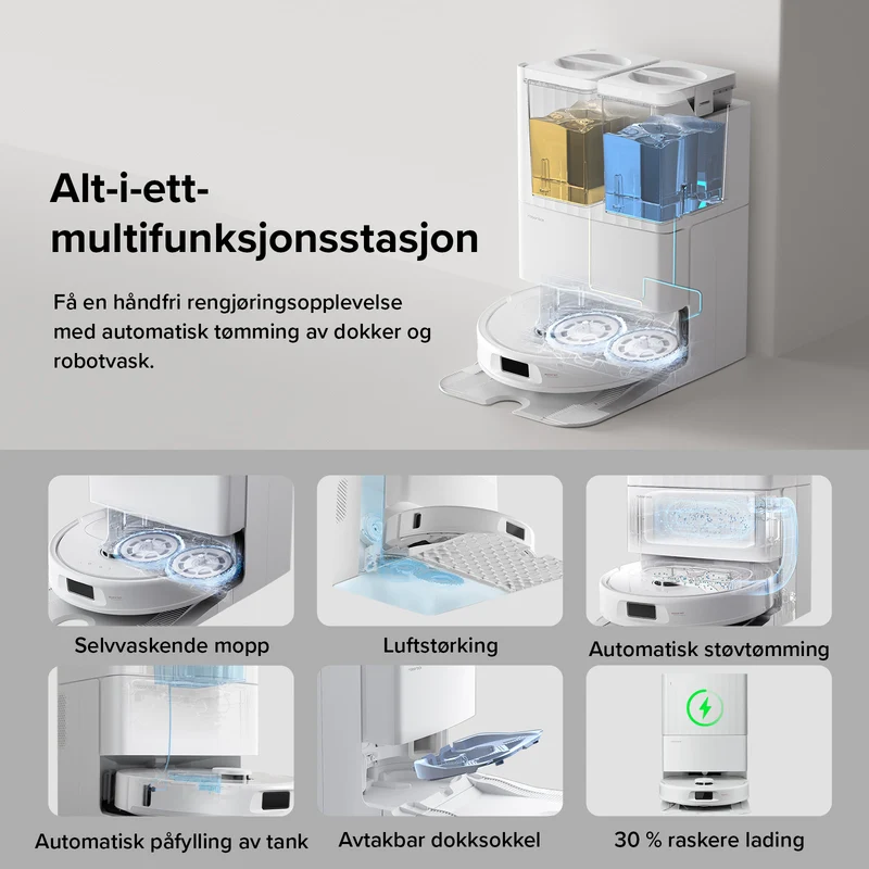 Roborock QV 35A robotstøvsuger med multifunksjonell ladestasjon