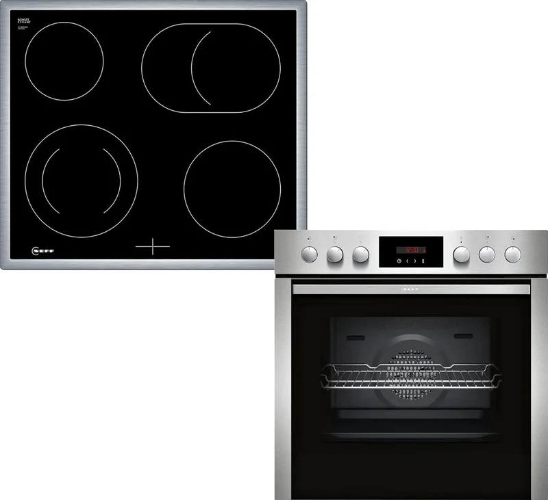 Neff Kochfeld EDX4P0 E2CCG6AN3 M13R42N2, Pyrolyse-Selbstreinigung, Maße 60 x 60 cm, Herd-Set hend aus Herd, LED-Display & Elektrokochfeld, CircoTherm