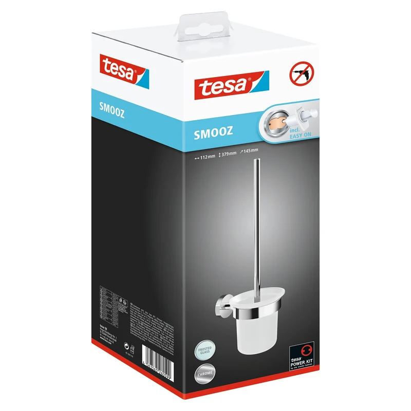 tesa SMOOZ Toilettenbürste, selbstklebend, verchromtes Metall | 1 Stück