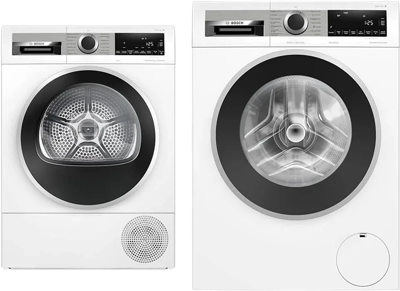 Bosch Wärmepumpentrockner WGG244140, Jahr & Waschmaschine Serie 6, Frontbeladung mit 9kg Fassungsvermögen, für 8 kg Wäsche, 176 kWh