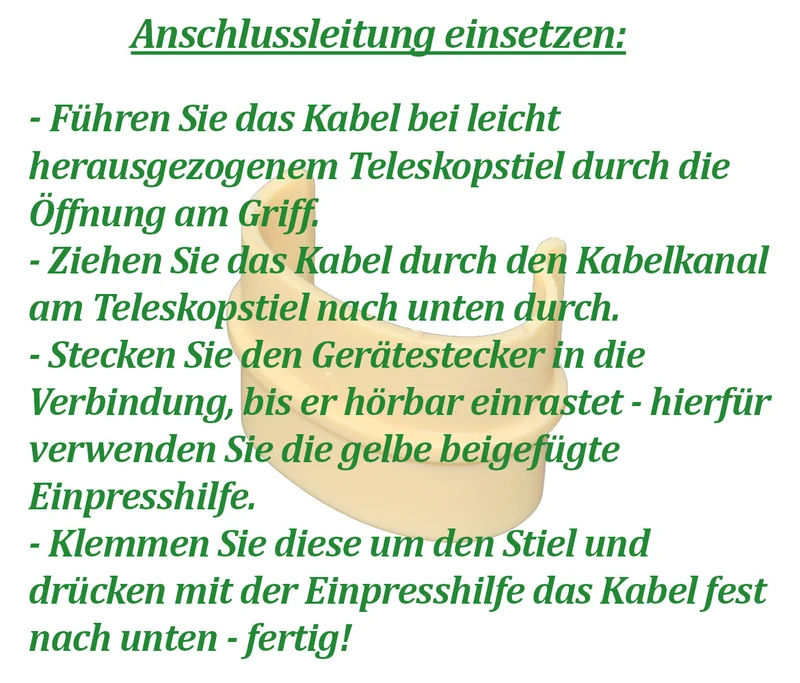 Ersatz Strom Kabel geeignet für Vorwerk Kobold VK 150 10 Meter mit Einpresshilfe