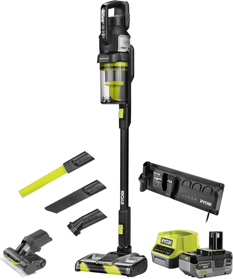 Ryobi Modell 18 V RYOBI 18 V RASV18BL-1C40GL, Dual-Zyklonen HEPA 13 Filter, 135 AW Saugleistung, inklusive. 4 Ah Akku und Ladegerät