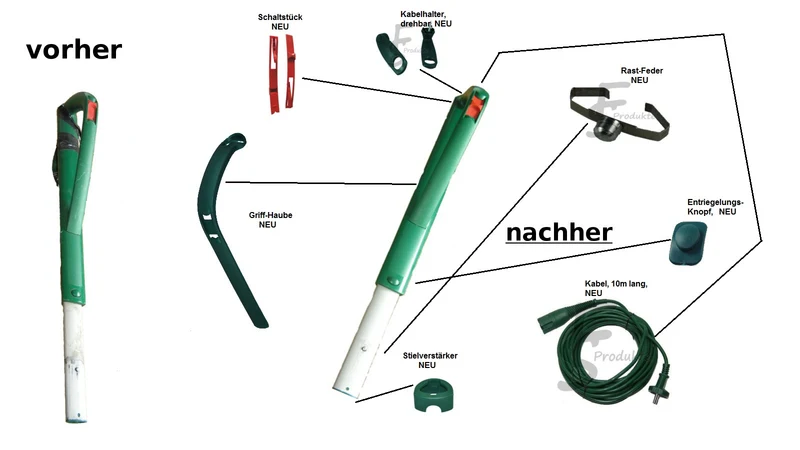 Reparatur - Set geeignet für den Elektro-Stiel des Vorwerk Kobold 130 131