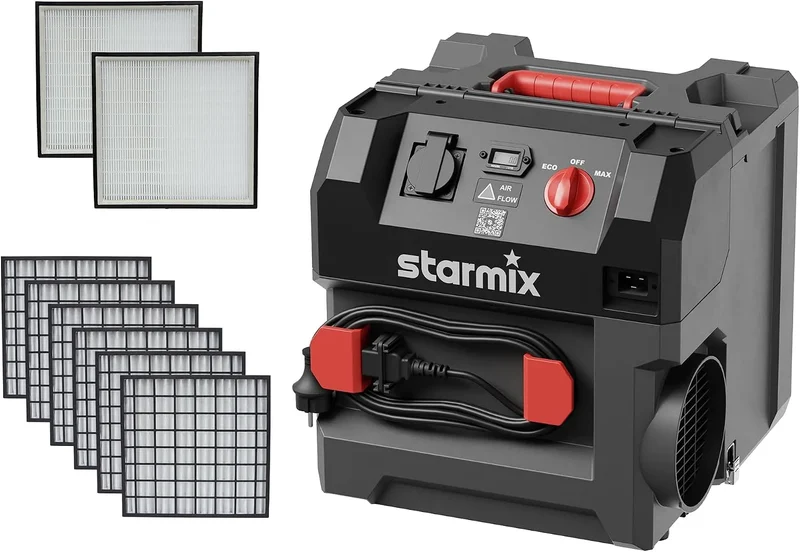 Luftreiniger H13, starmix Aeroxx 750, HEPA Filter, für die Baustelle & gesundheitsschädlichen Feinstaub, inklusive. Hauptfilter & Vorfilter-Set
