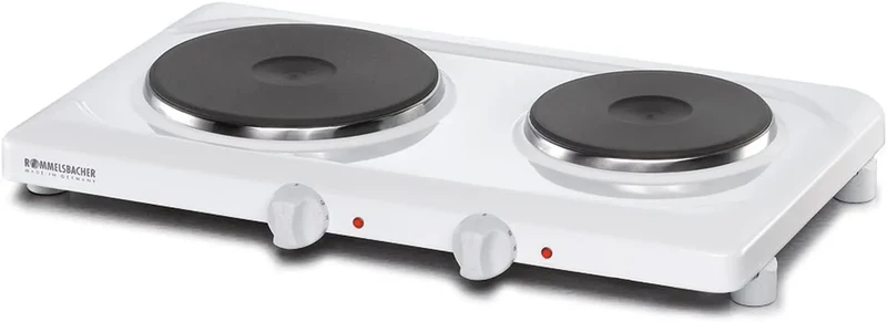 Modell mm mm mm/180 THL2597 Rommelsbacher Doppelkochplatte, 2 Gussheizplatten 145 mm, 2500 Watt Weiß Feueremailliert, Made in Germany