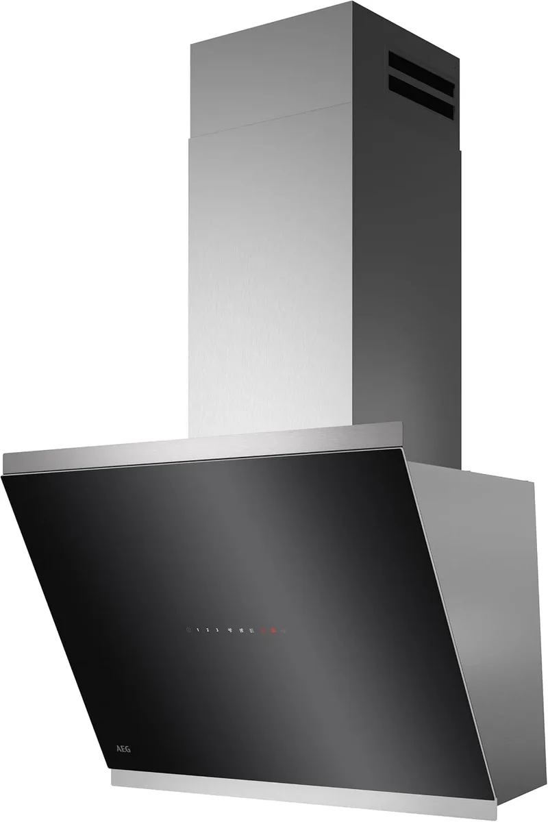 AEG Dunstabzugshaube 7000 GV77D61SL, max. 760 m³/h im Abluftbetrieb mit max. 67 dB, kopffreie Wandhaube mit Glas, Edelstahl, Lüftenfunktion