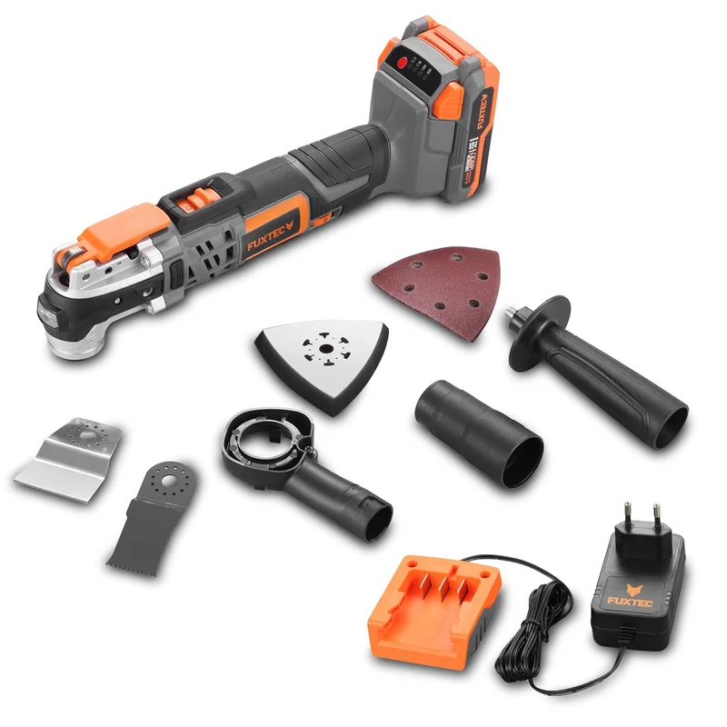 B-WARE FUXTEC 20V Akku Multifunktionstool FX-E1MT20 SET mit 1 x Akku 2Ah, 1 x Ladegerät 1A