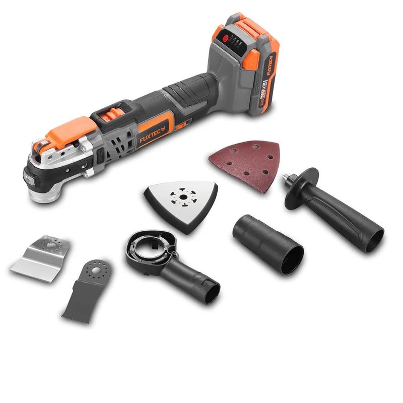 B-WARE FUXTEC 20V Akku Multifunktionstool FX-E1MT20 SET mit 1 x Akku 2Ah, 1 x Ladegerät 1A