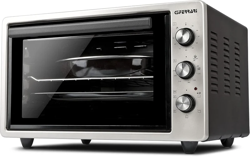 Modell G3 Ferrari Heißluftofen G10153 90-Minuten-Timer, Fassungsvermögen 37 L, Leistung 1400 W, bis 300 °C, 5 Backmodi, Doppelglas-Tür, Silber