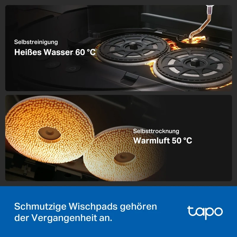 15.000 Pa Selbstreinigender Saugroboter mit Wischfunktion | Tapo RV50 Pro Omni