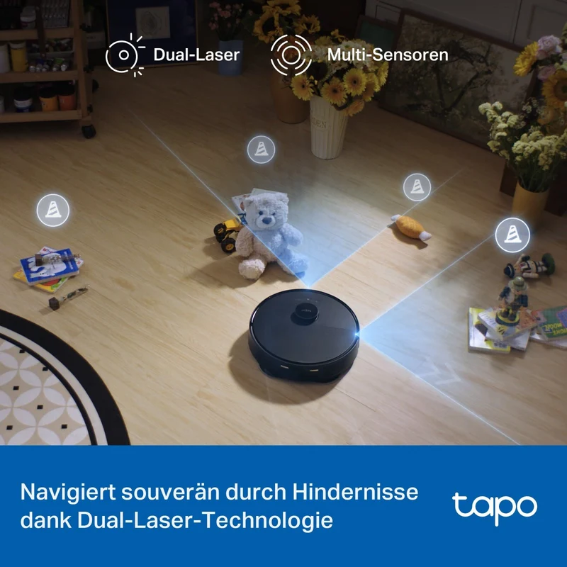 15.000 Pa Selbstreinigender Saugroboter mit Wischfunktion | Tapo RV50 Pro Omni