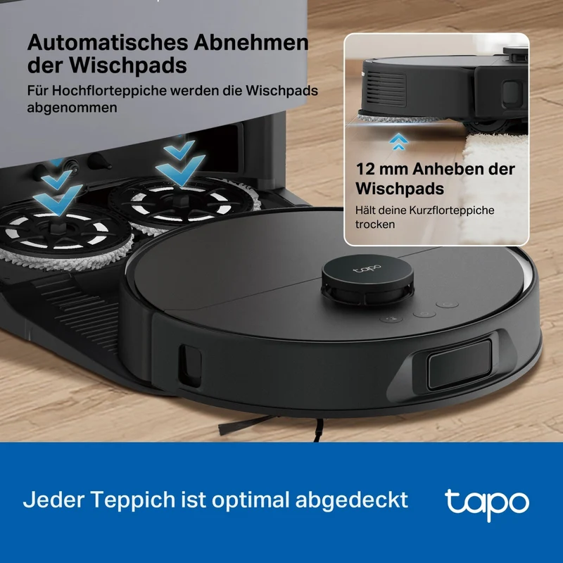 15.000 Pa Selbstreinigender Saugroboter mit Wischfunktion | Tapo RV50 Pro Omni