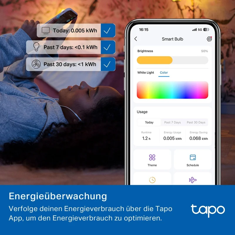 E14 & 470 Lumen Tapo L430P | WLAN Glühbirne mehrfarbig