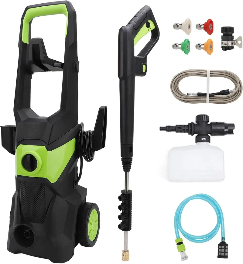 Hochdruckreiniger 4200 Elektrischer, PSI 2.5 GPM, mit 4 Schnellkupplungsdüsen, Schaumkanone, für Autos Zäune Einfahrten Terrassen, Grün