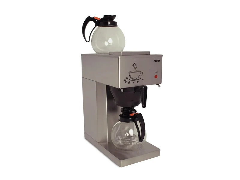 Kaffeemaschine Saro, Leistung 2,06 kW, Glas, Warmhalteplatte + Warmhaltefläche, Modell ECO, inklusive. 2 Glaskannen à 1,8 L, Edelstahl, Brüh