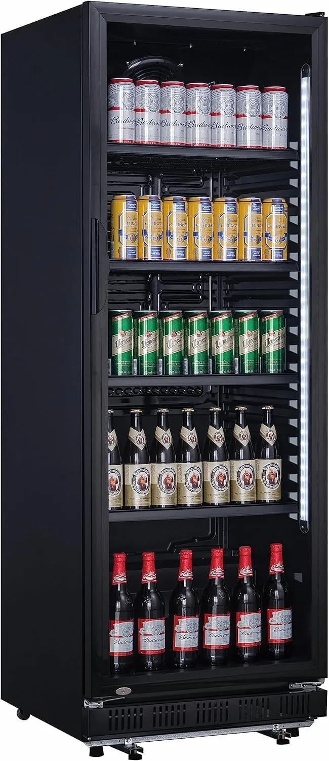 Kühlschrank, 5 verstellbare Roste, A&S Polarny Flaschenkühlschrank 360 Liter Getränkekühlschrank Flaschenkühler in Schwarz, Gehäuse aus Stahl