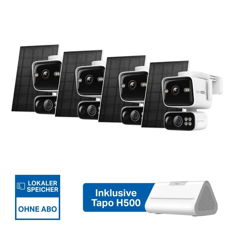 4K Dual-Objektiv Solar-Überwachungssystem | Tapo H500 + C675D KIT (4er-Pack)