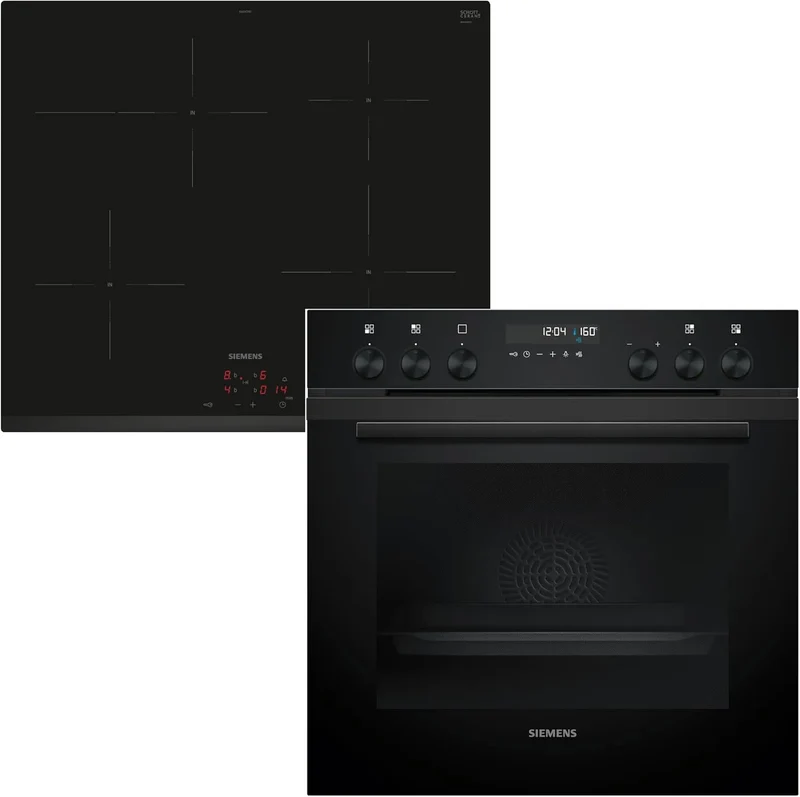 Siemens Induktionskochfeld PQ522IAAB HE278GBB4 EI631CFB1E, 3D Heißluft, hend aus Herd, Pizzastufe, Bräterzone, Rahmenlos, Maße 60 x 60 cm, powerBoost