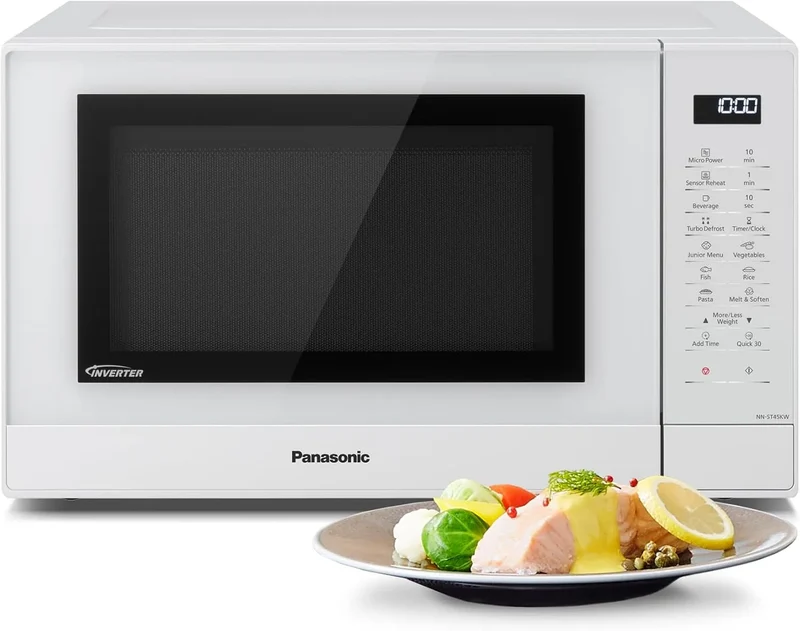 Panasonic Mikrowelle NN-ST45KWEPG, Leistung 1000 W, 21 automatische Programme, Fassungsvermögen 32 Liter, Fassungsvermögen 7 Leistungsstufen, Weiß