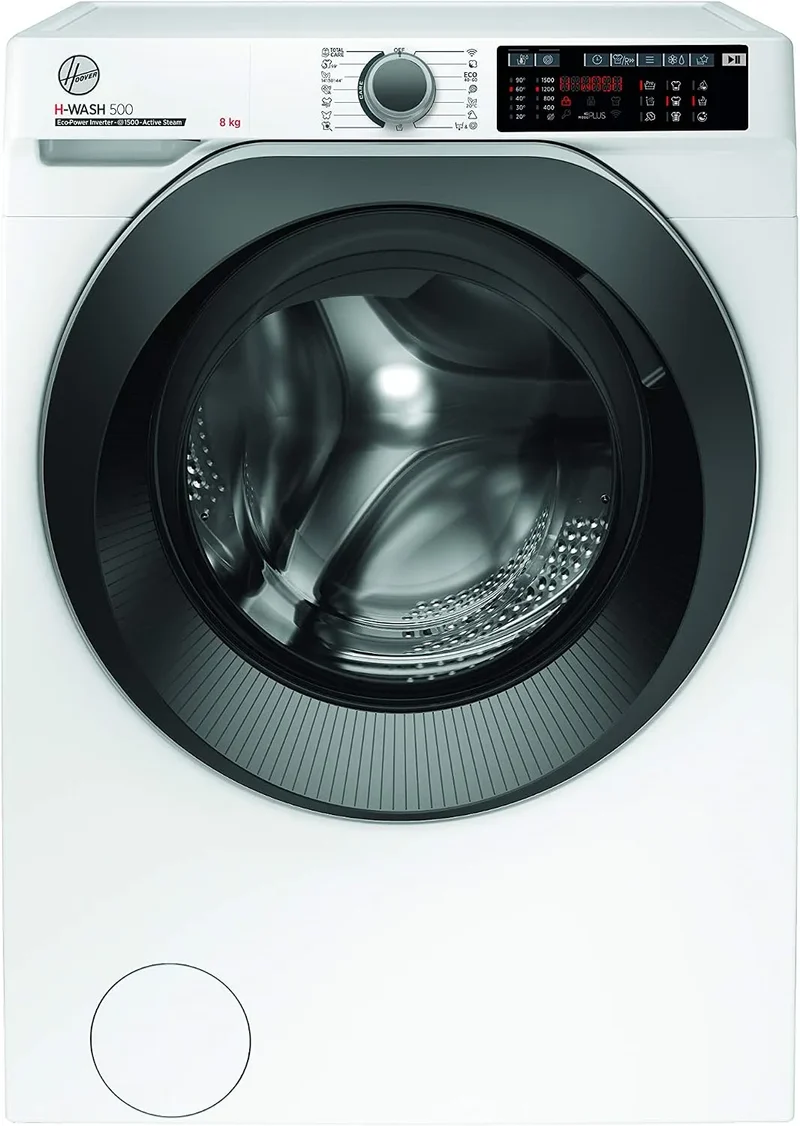 Hoover Waschmaschine H-WASH 500 HWQ 58AMBS 1500, Mengenautomatik Plus, Min., Aquastop, Gewicht 8kg, Eco-Power Inverter-Motor, WLAN