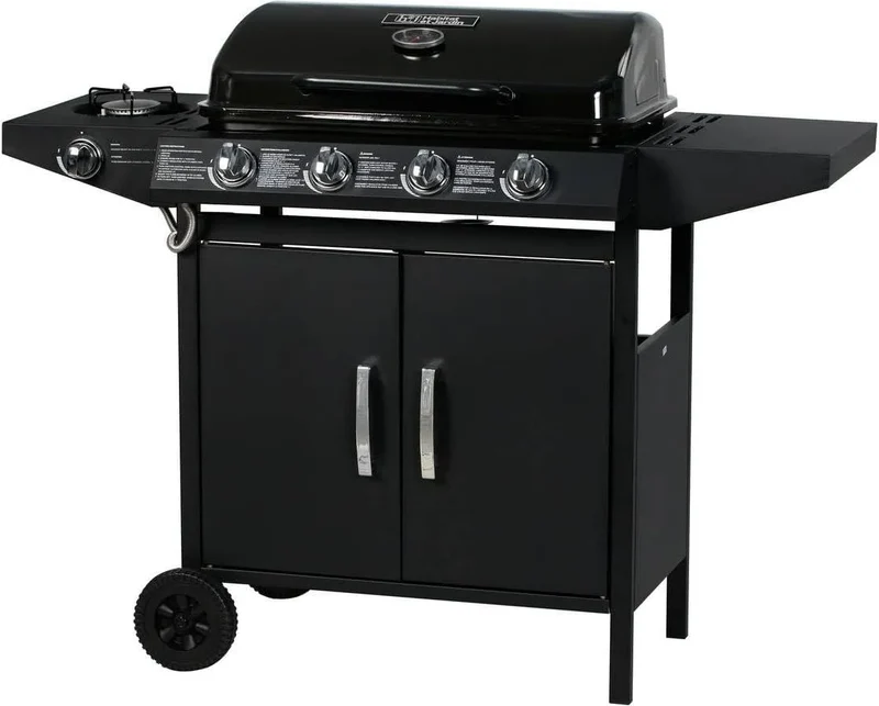Gasgrill, 'Festa 5', Leistung 12,9 kW- in Schwarz, 5 Brenner davon 1 Seitenbrenner