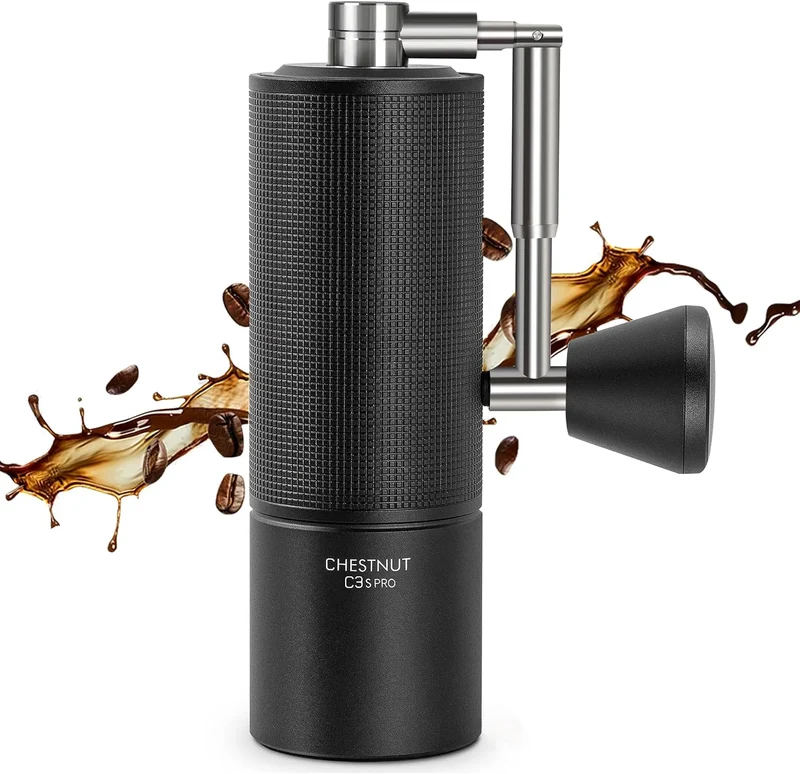 Kaffeemühle C3s S2C, manuelle, Edelstahl Kegelschliff, für Espresso bis French Press, TIMEMORE Chestnut PRO, Upgrade integriertes Ganzmetallgehäuse