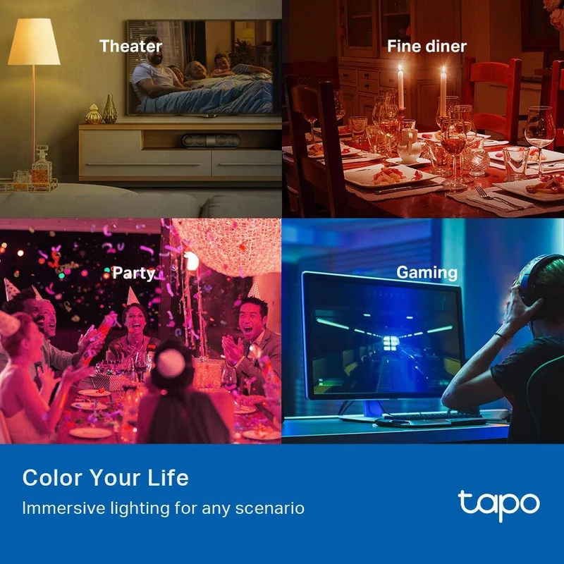 E27 & 806 Lumen Tapo L530E(4er-Pack) | WLAN Glühbirne mehrfarbig
