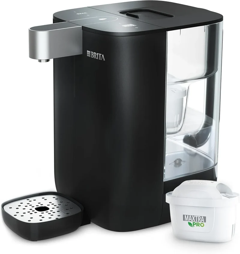 Cube BRITA Heißwasserspender, Wasserspender für zuhause, in Schwarz, Fassungsvermögen 4L, mit UV-C-Technologie