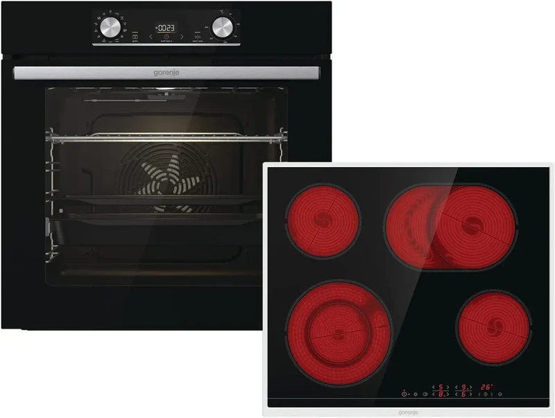 Gorenje Kochfeld 738885, Pizzamode 300°C, Heißluft, GentleClose & Open, PerfectGrill, in Schwarz, Fassungsvermögen 77L, AquaClean, AirFry