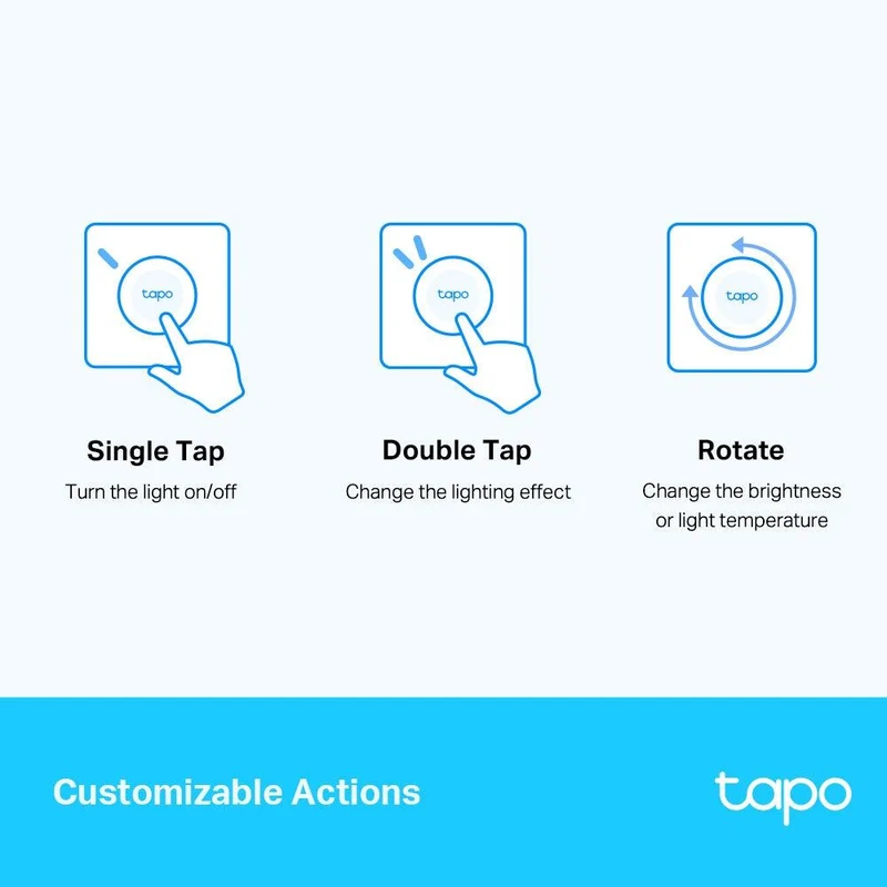 Tapo S200D | Smart Dimmer Schalter benutzerdefinierten Aktionen (Antippen, Drehen)