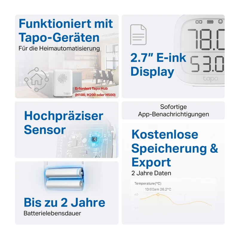 Tapo T315 | Smart Temperatur- und Feuchtigkeitsmonitor mit eingebauten Display