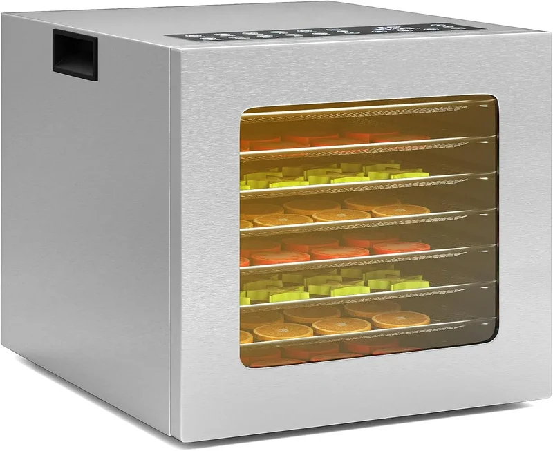 850W Dörrgerät mit 8 Einlegefächern & RELAX4LIFE 48H-Timer Dörrautomat, Dehydrator mit 35-75℃ einstellbare Temperatur & Überhitzungsschutz, Obst