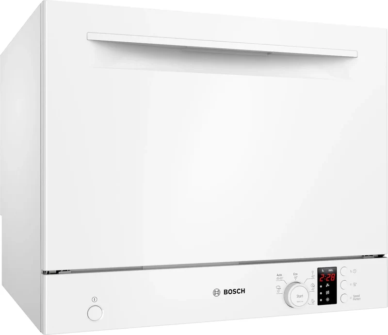 Bosch Geschirrspüler SKS2ITW00E, Serie 2, Freistehender Kompakt 55 cm, Mini Spülmaschine, ckkorb, schneller sauberes Geschirr, Extra Trocknen, Weiß