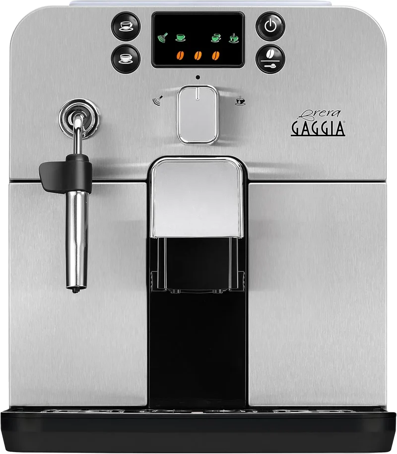 Gaggia Kaffeevollautomat RI9305/11, Leistung 1400 W, 100 % Made in Italy, Brera, für Espresso und Cappuccino, Kaffeebohnen oder gemahlen, Silber