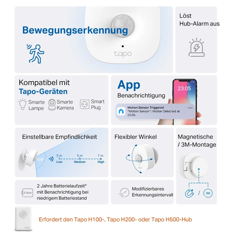 Tapo T100 | Smart Bewegungsmelder mit sofortigem Alarm