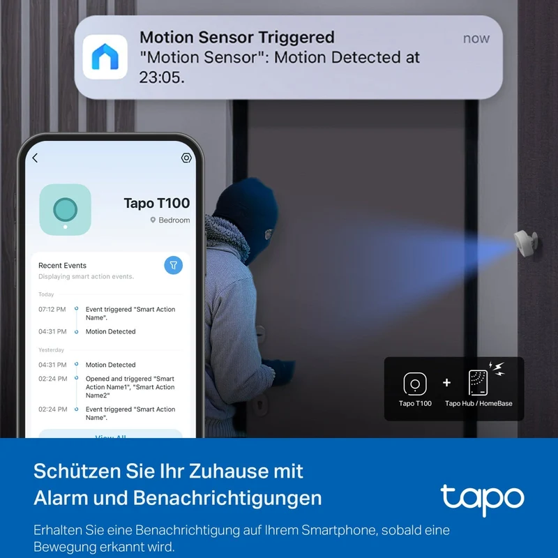 Tapo T100 | Smart Bewegungsmelder mit sofortigem Alarm