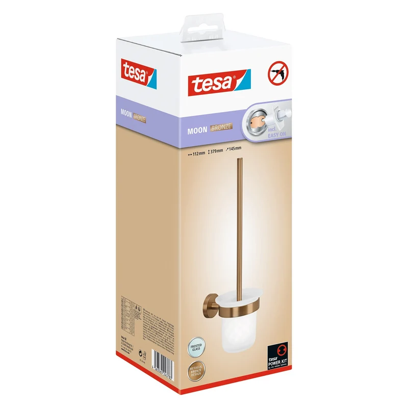 tesa MOON Bronze Toilettenbürste, selbstklebend, Metall PVD beschichtet | 1 Stück