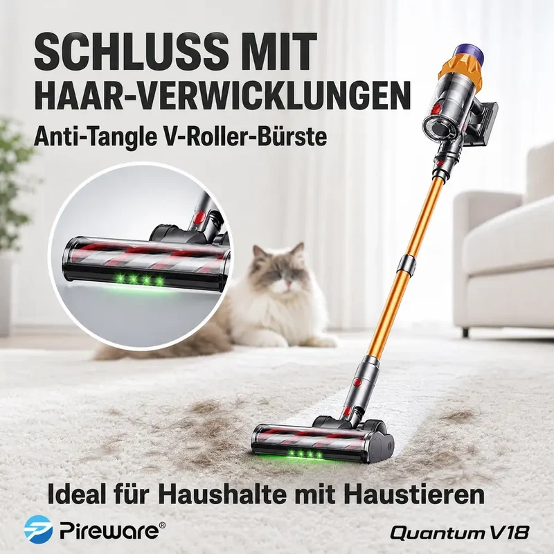 Pireware® Quantum V18 - Kabelloser Akku Staubsauger Beutellos