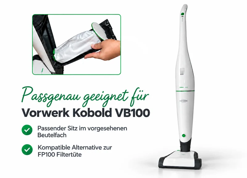 10 Microvlies Staubsaugerbeutel geeignet für Vorwerk Kobold VB100 VB 100 FP100 FP 100