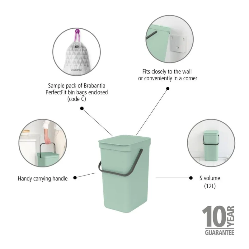 Brabantia Sort & Go Abfalleimer, 12 Liter